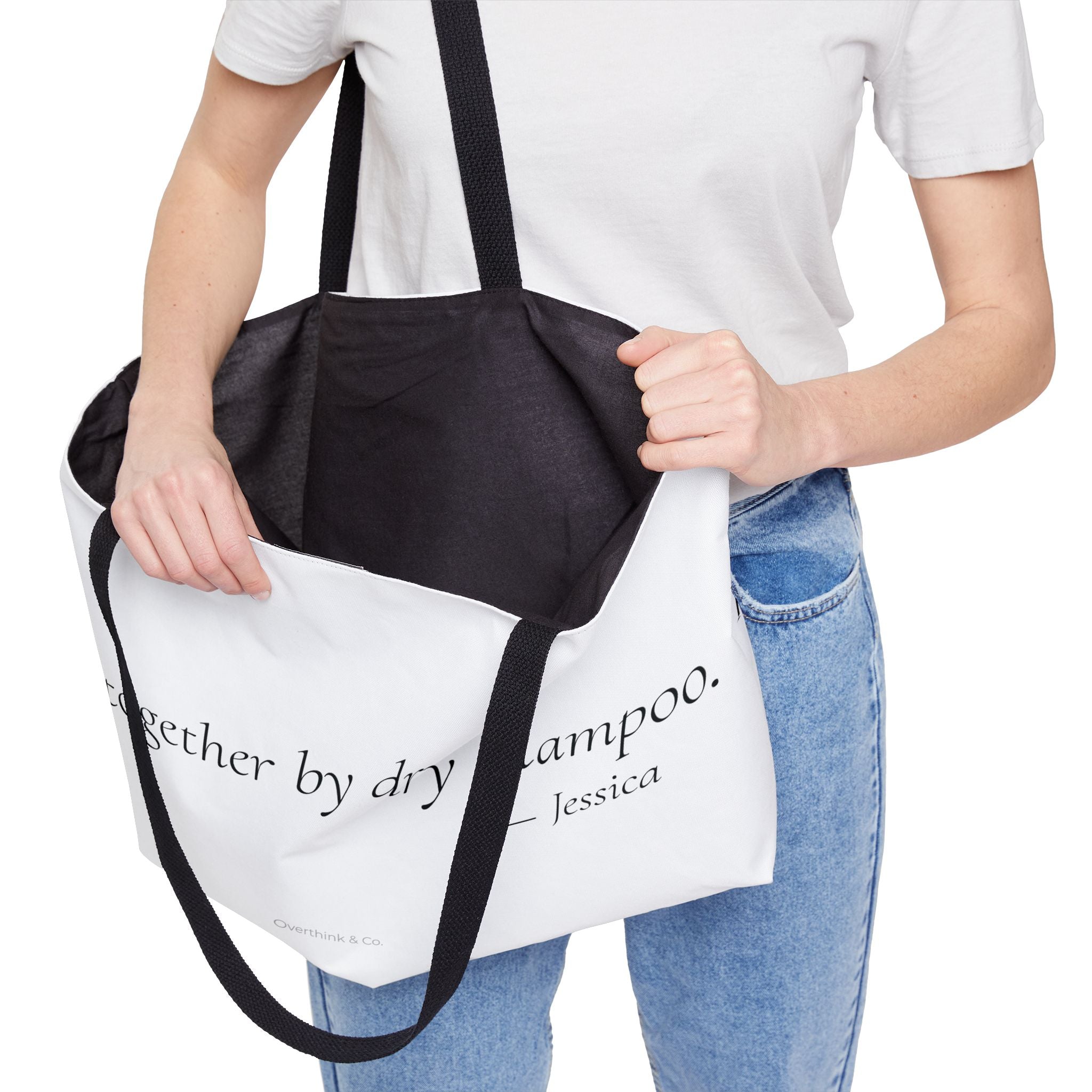 Personalized Held Together by Dry Shampoo Tote Bag