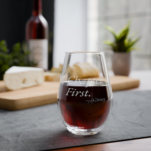 Chapter First Personalized Stemless Wine Glass | Book Lover Gift