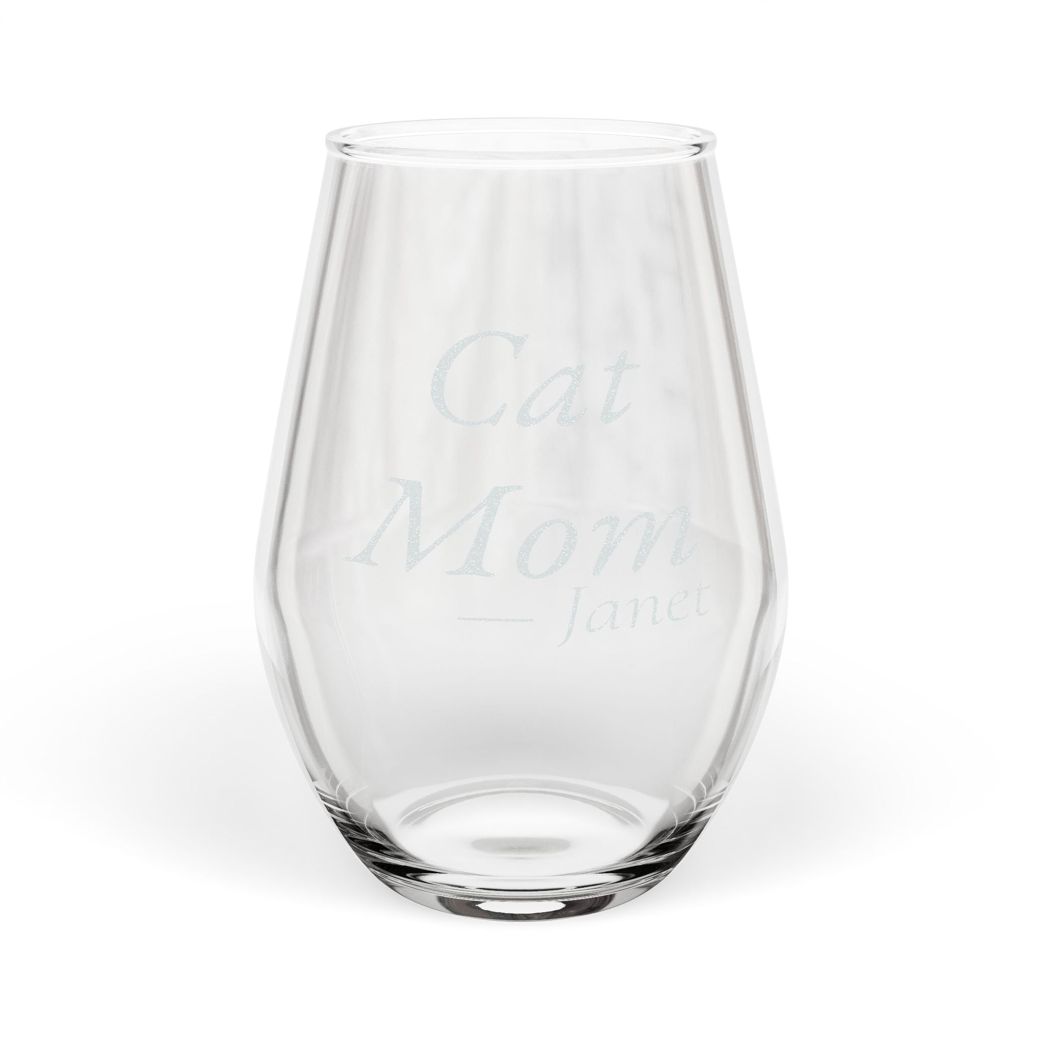 Cat Mom Personalized Stemless Wine Glass | Cat Mom Gift