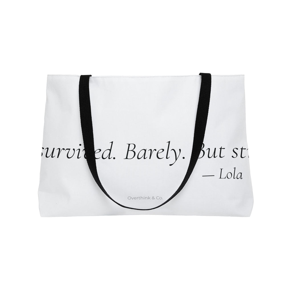 Personalized I Survived Barely But Still Tote Bag