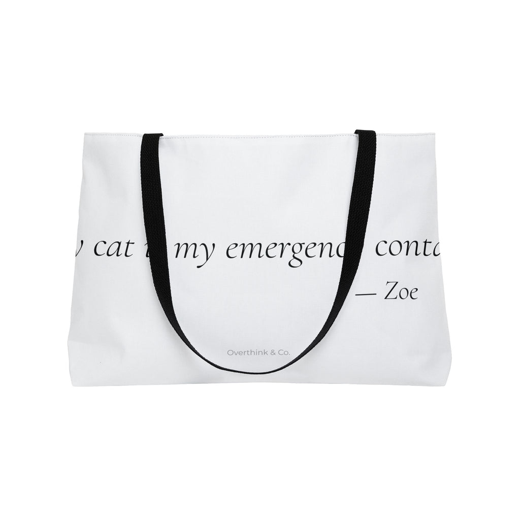 My Cat Is My Emergency Contact Tote Bag | Funny Cat Mom Gift