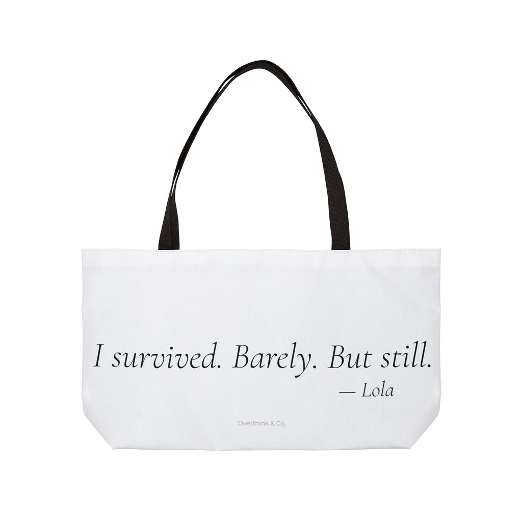 Personalized I Survived Barely But Still Tote Bag