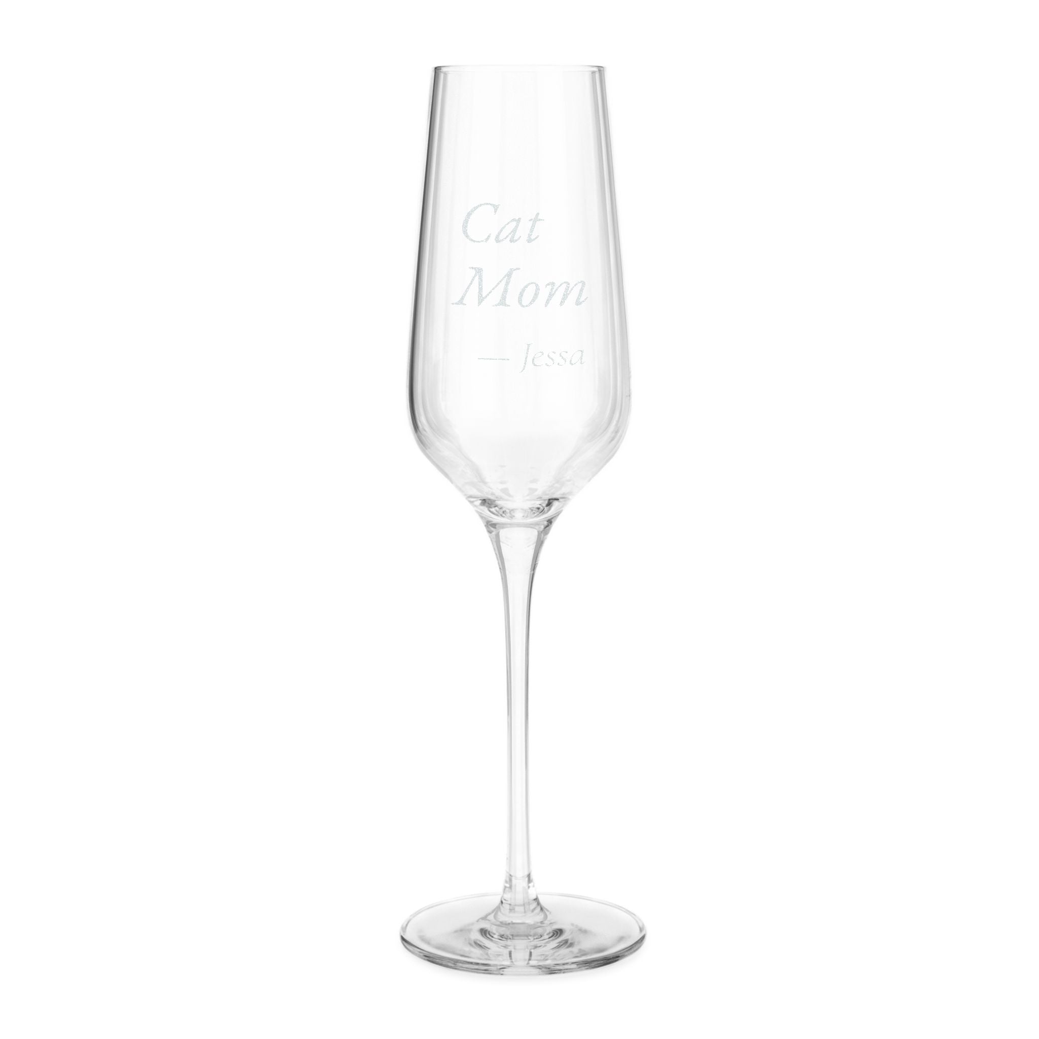 Cat Mom Personalized Champagne Glass | Cat Mom Gift
