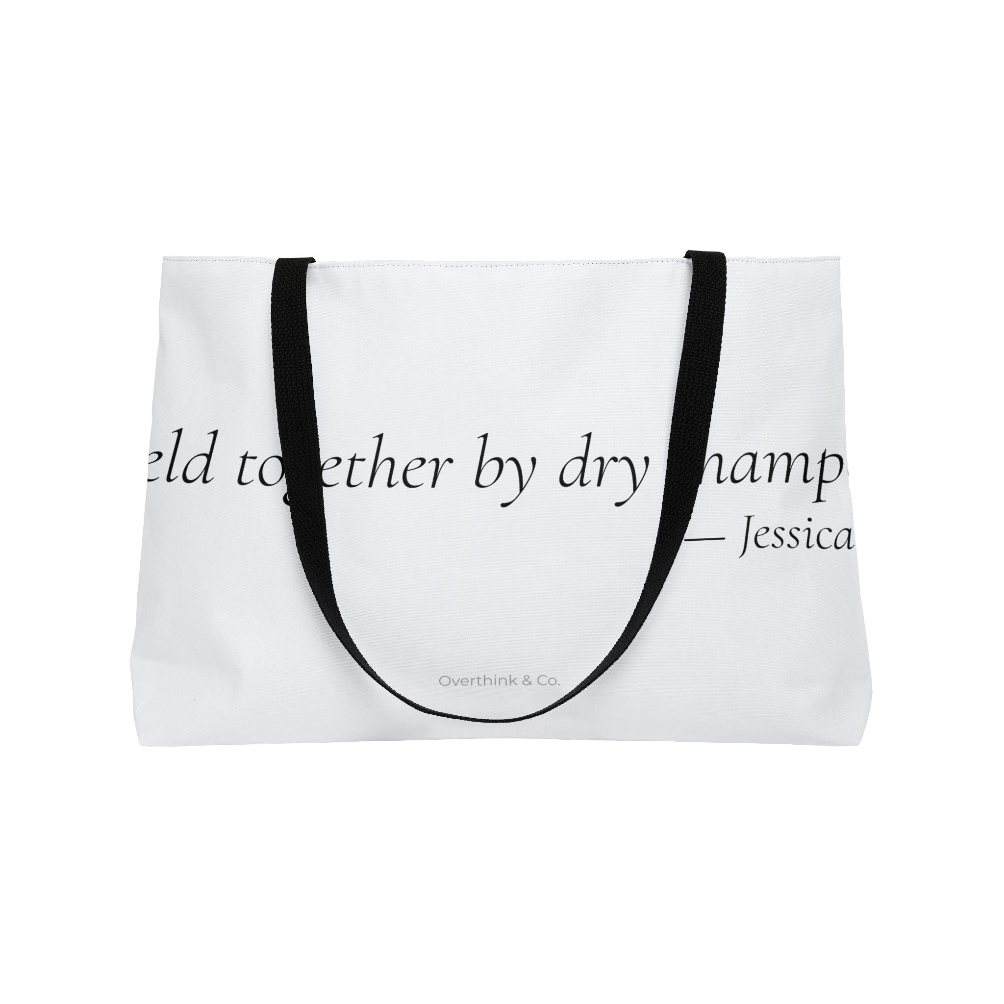 Personalized Held Together by Dry Shampoo Tote Bag