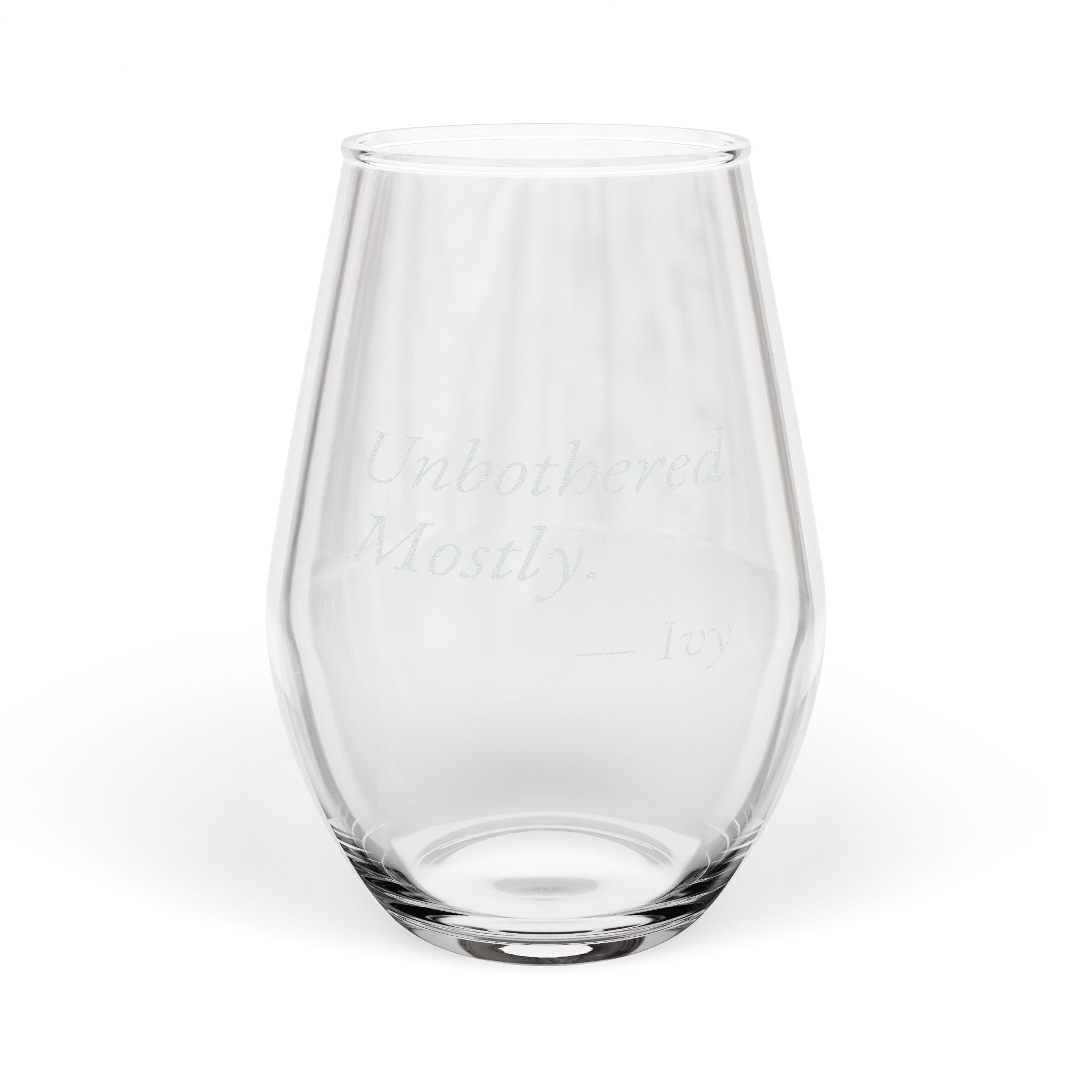 Unbothered Mostly Personalized Stemless Wine Glass | Funny Gift for Her